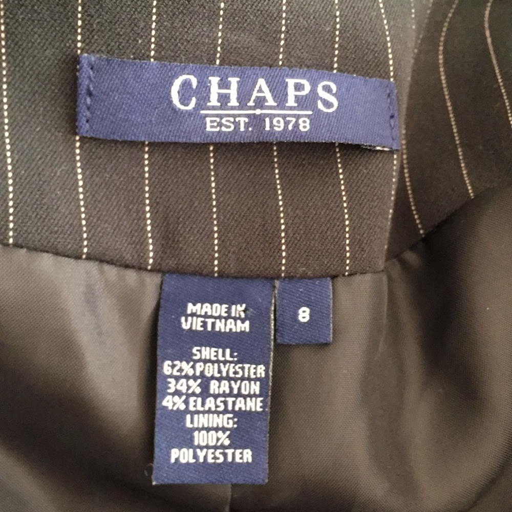 Ralph Lauren Chaps Black Pinstripe Blazer Tailored Jacket Size 8 - Picture 7 of 9